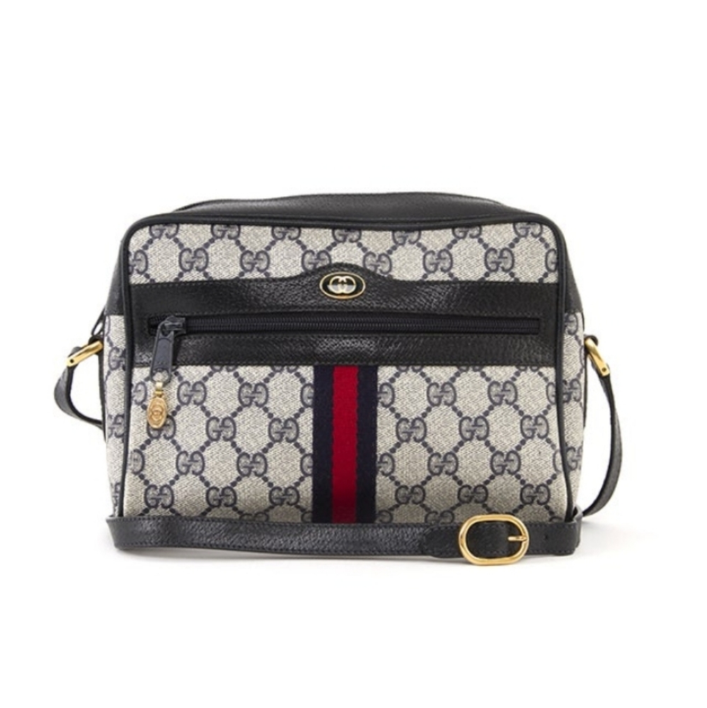 GUCCI Vintage Monogram GG Blue Red Stripe Crossbody Bag - Picture 4 of 10